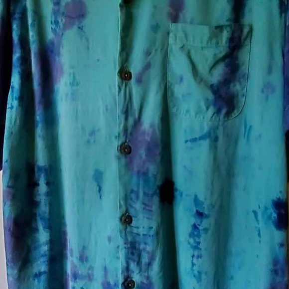 Painted Tommy bahama short sleeve silk shirt navy blue tropical beach vacation - Picture 9 of 10